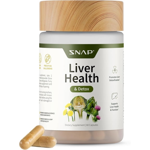 Snap Supplements Liver Health Support, Restore & Flush Complex with Artichoke, Turmeric, Milk Thistle, Vitamins, 90-Day