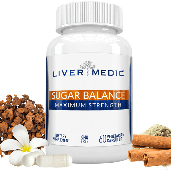 Liver Medic Blood Sugar Complex Supplement Supports Healthy Normal Energy Levels All Natural with Berberine, Cinnamon, Bitter Melon, Chromium, Magnesium, Alpha Lipoic Acid, NonGMO, 60 Capsules