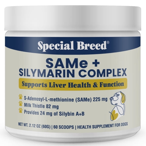 Liver Support for Dogs – Same + Milk Thistle Supplement Powder – Supports Liver Function, Detox & Cellular Health – Silymarin with 24 mg Silybin A+B – 60 Servings