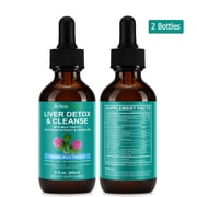 Liver Support Liquid Drops - with 1000mg Milk Thistle, Artichoke Extract & Dandelion - Supports Liver Health & Digestive Wellness, 2 Bottles