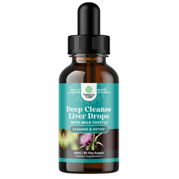 Deep Liver Cleanse, Detox & Repair with Milk Thistle Liquid Drops - Liver Detox Liquid Artichoke Extract with Dandelion Leaf, Ginger & Turmeric Curcumin for Immunity & Daily Cleanse -60 ml Bottle