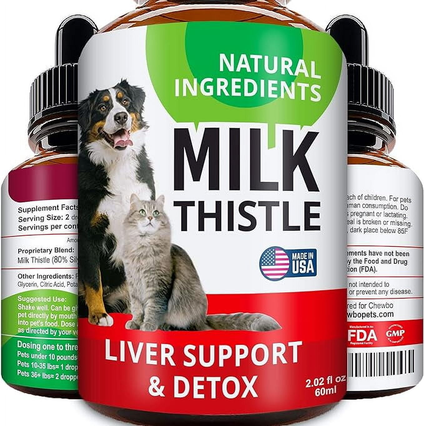 Liver Support Supplement for Dogs Cats Milk Thistle Liver Support Canine Hepatic Care Cat Dog Liver Cleanse Max Effect Liquid Drops Walmart