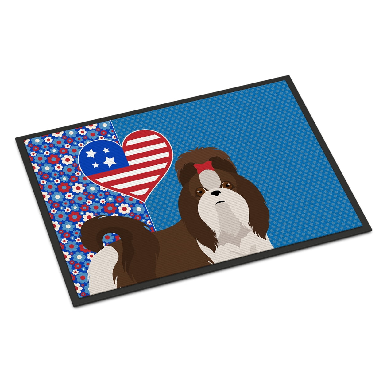 Liver and White Shih Tzu Indoor or Outdoor Mat 24x36 36 in x 24 in