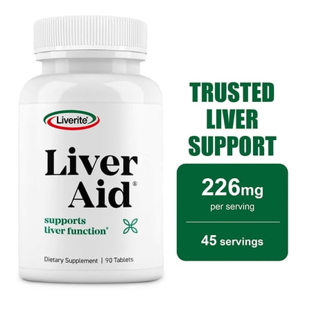 Liverite Liver Aid Tablets with High-Quality Ingredients for Liver Support and Wellness - 90 Count