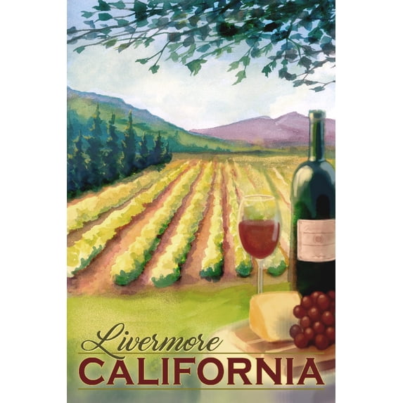 Livermore, California, Wine and Vineyard (9x12 Wall Art Print, Home Decor)