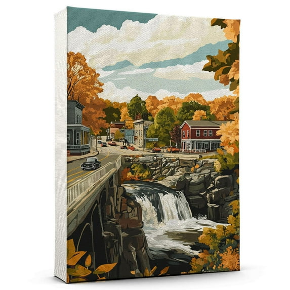 Livermore Falls Canvas, Travel Canvas, City Prints Wall Decor, Maine Canvas Decor, Livermore Falls Travel Canvas, Maine Canvas - 106AZ783