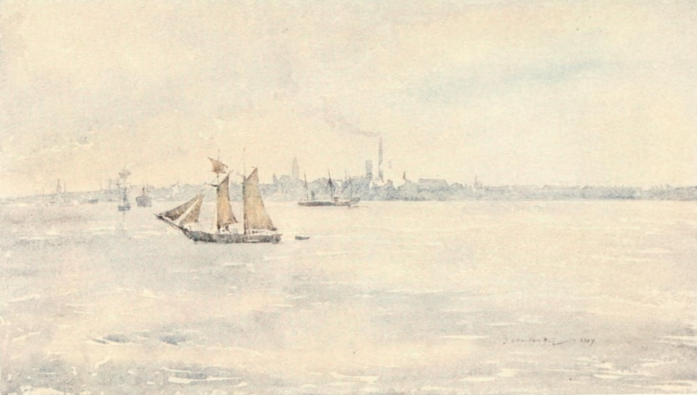 Liverpool 1907 Birkenhead from the river Canvas Art - James Hamilton Hay (18 x 24)