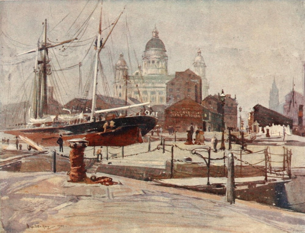 Liverpool 1907 Dock Board Offices Canvas Art - James Hamilton Hay (18 x 24)