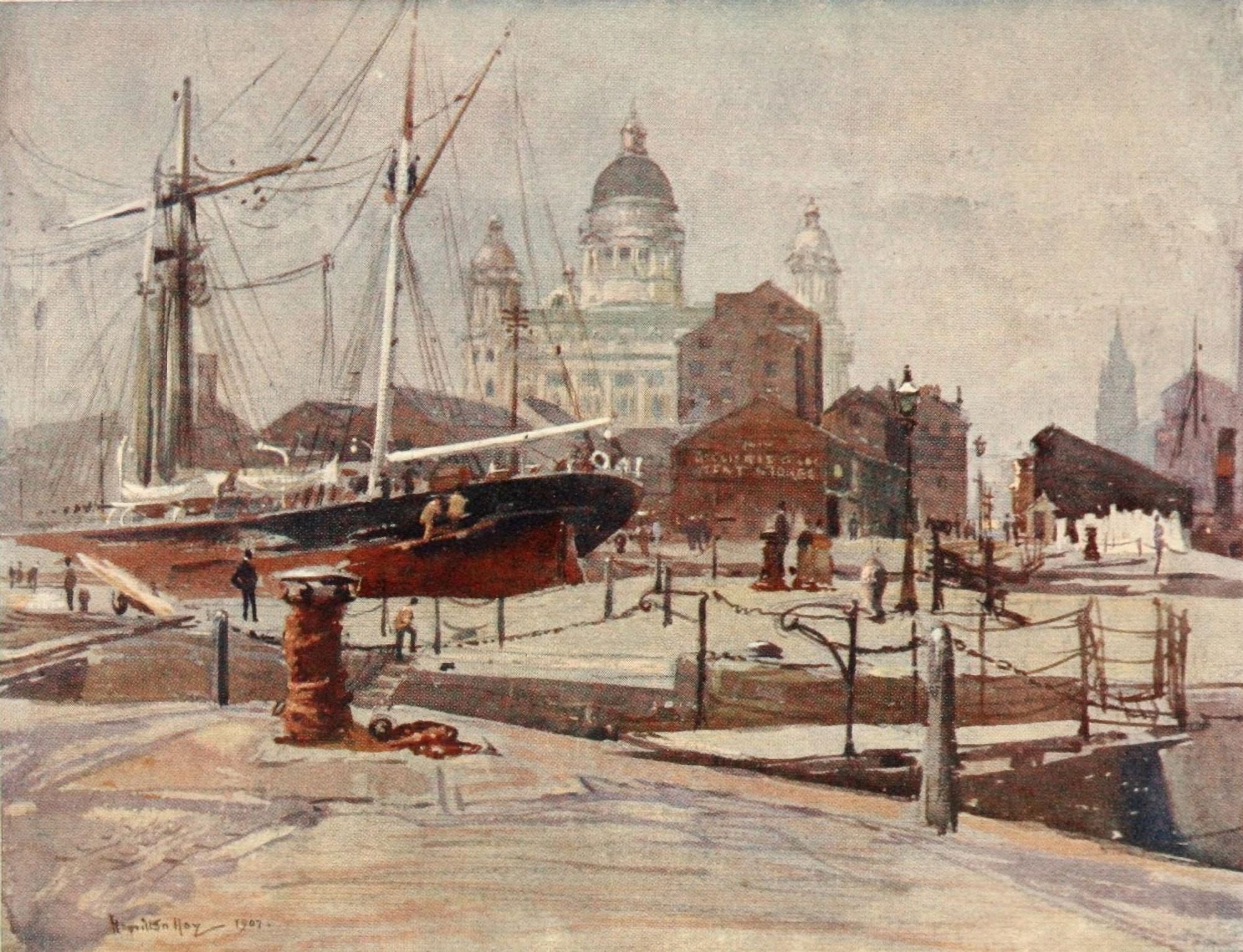 Liverpool 1907 Dock Board Offices Canvas Art - James Hamilton Hay (24 x 36)