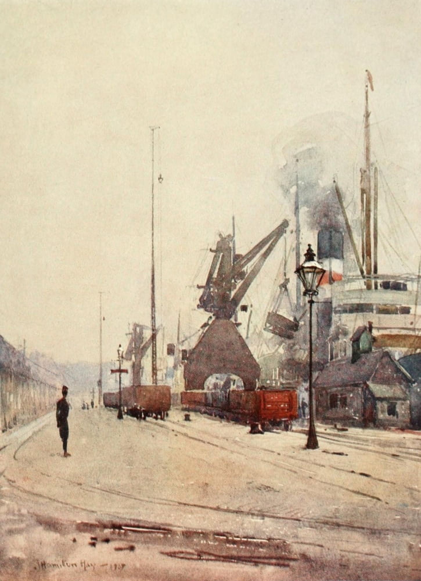 Liverpool 1907 Herculaneum Dock Canvas Art - James Hamilton Hay (18 x 24)
