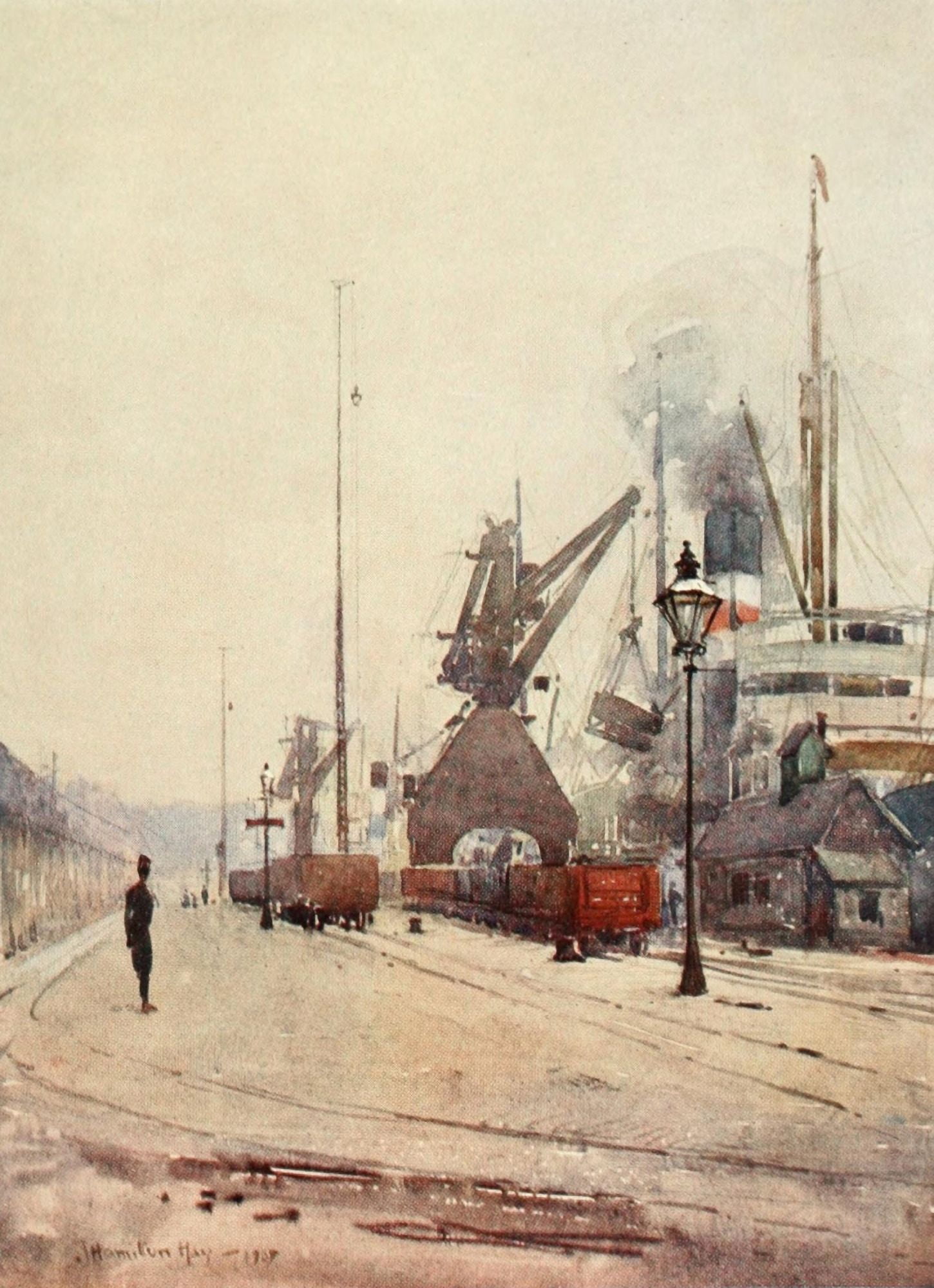 Liverpool 1907 Herculaneum Dock Canvas Art - James Hamilton Hay (24 x 36)