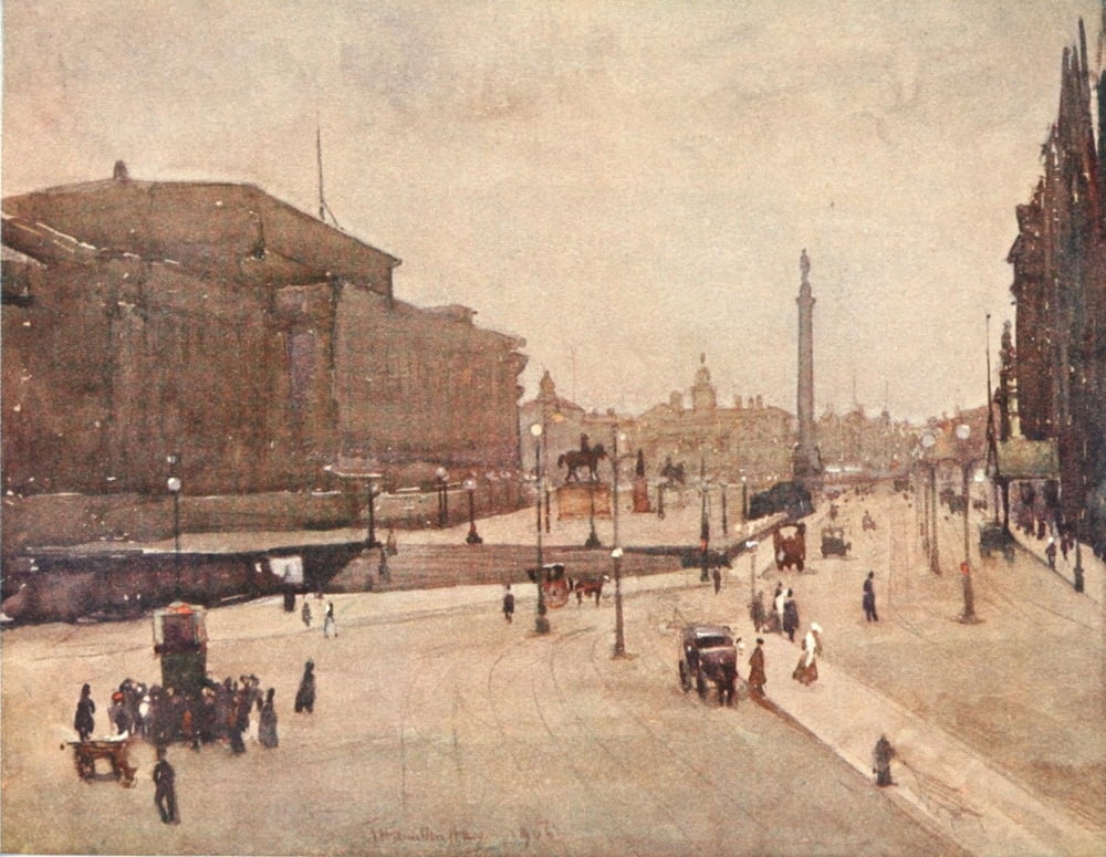Liverpool 1907 Lime Street with Wellington Monument Canvas Art - James Hamilton Hay (18 x 24)