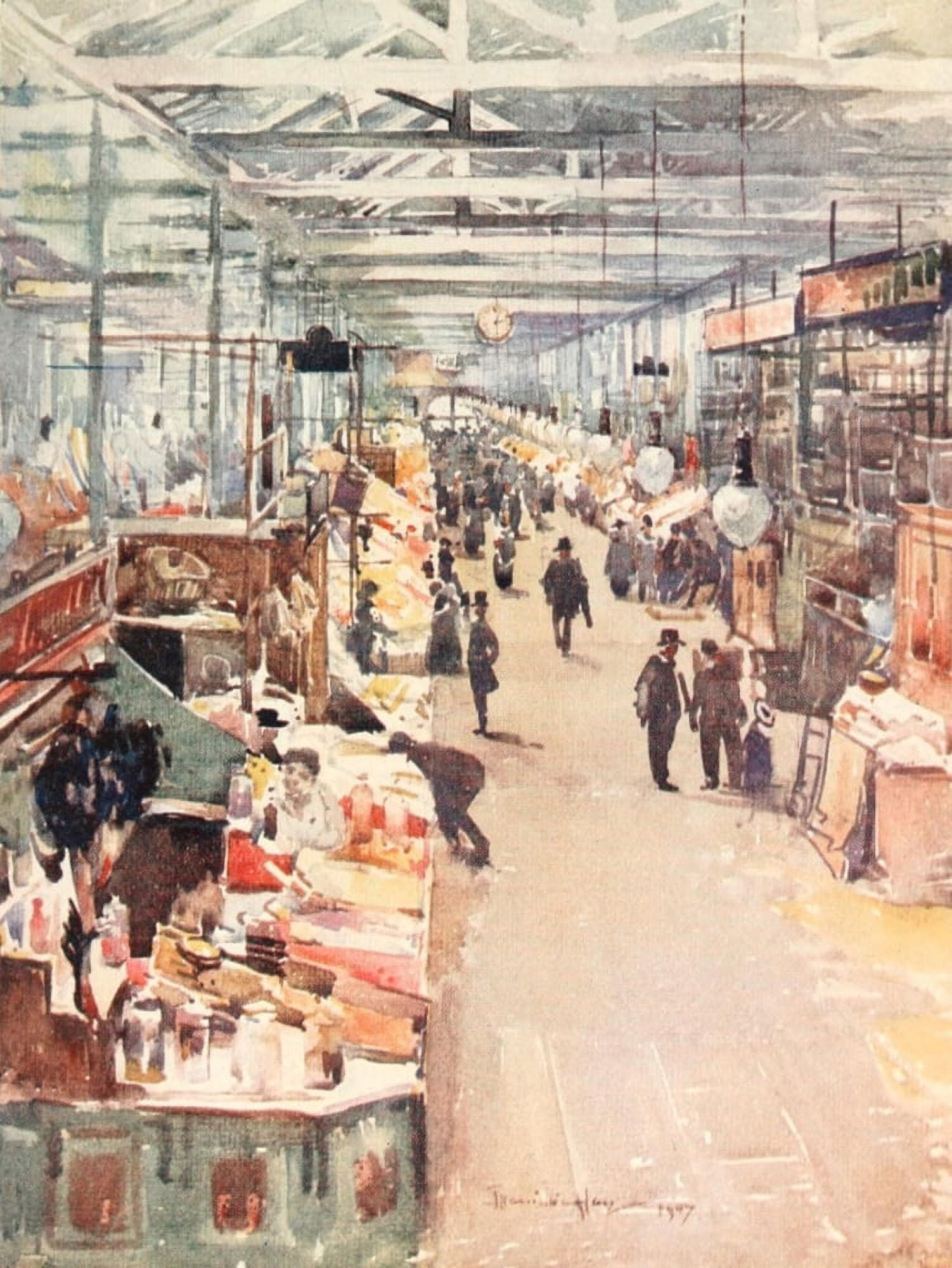Liverpool 1907 St Johns Market Canvas Art - James Hamilton Hay (18 x 24)