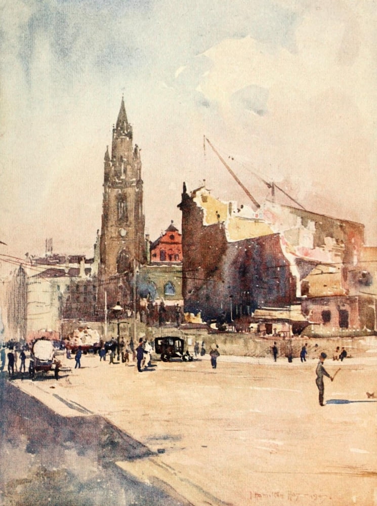 Liverpool 1907 St Nicholas church and last of Tower Buildings Canvas Art - James Hamilton Hay (24 x 36)