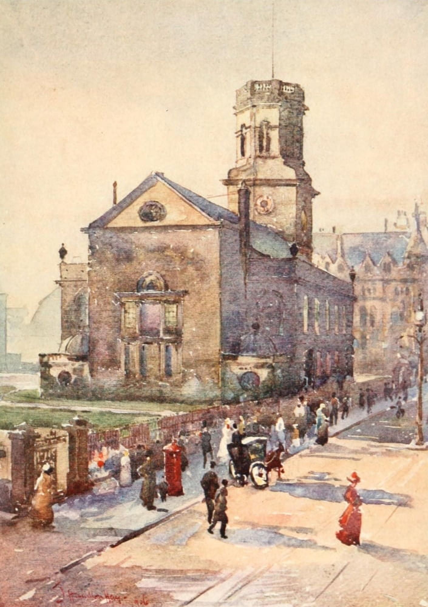 Liverpool 1907 St Peters Church Canvas Art - James Hamilton Hay (18 x 24)