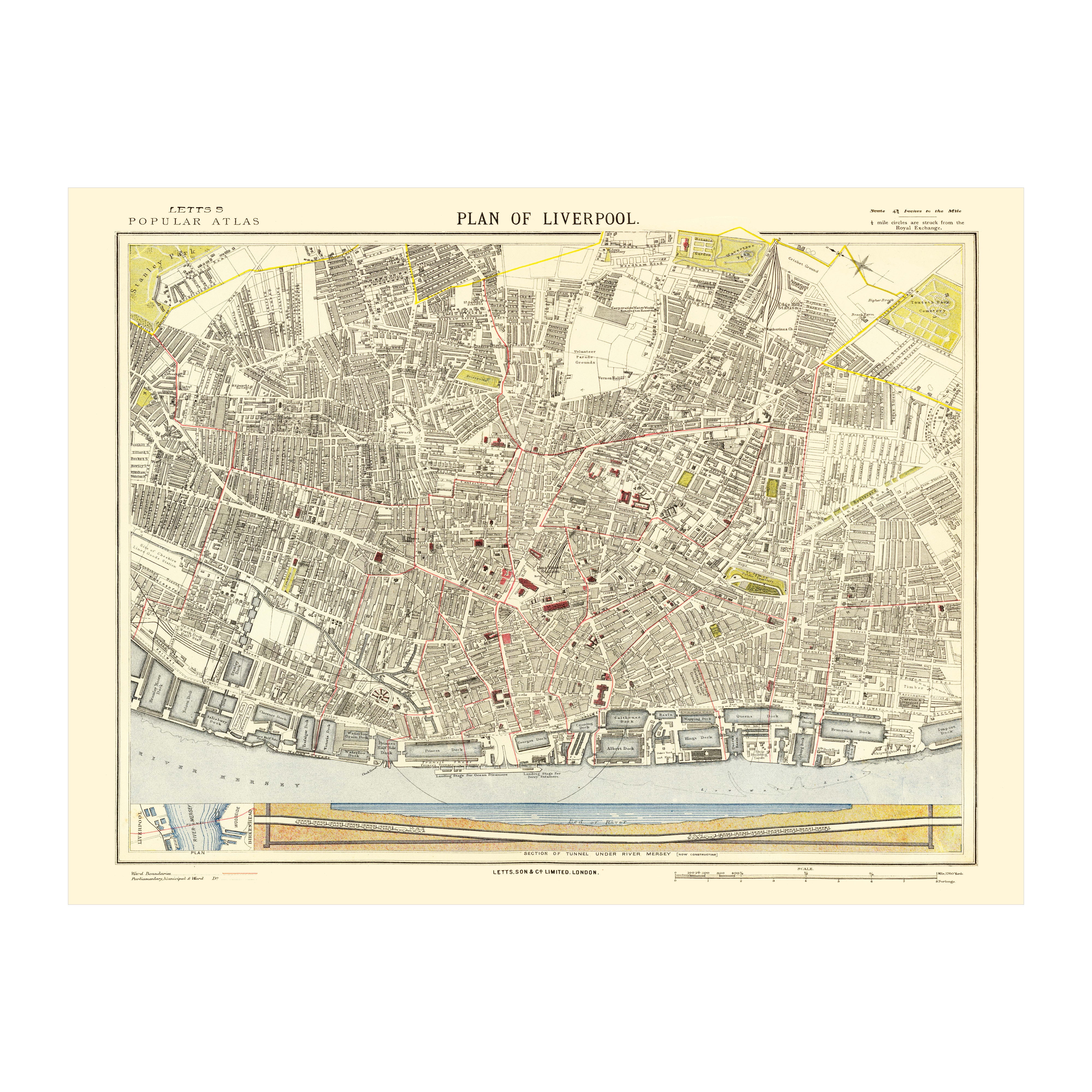 Liverpool Art, 1883 Vintage Map of Liverpool England History Wall Decor  Gift, Old Liverpool Map - 36\, image size:4000x4000