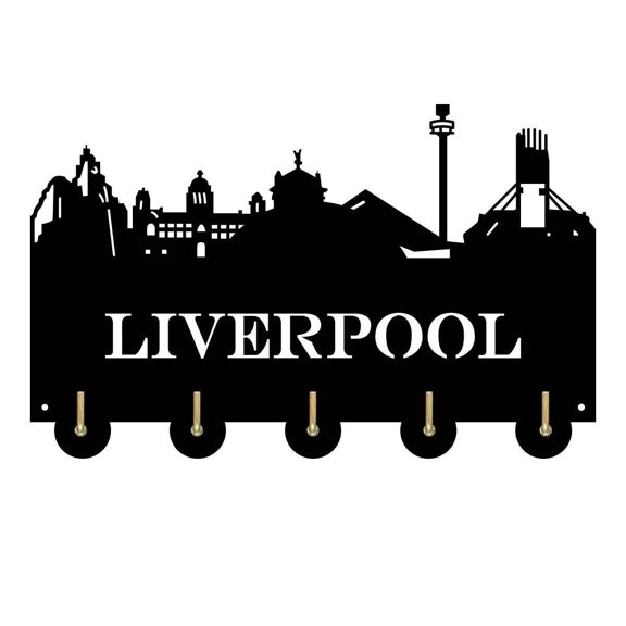 Liverpool City Attractions Household Decor Wooden Wall Hooks Wall Hanger Coat Rack Keys Bags Clothes Multi-Purpose Keys Handbags Hook Gift for Designer