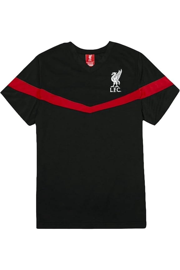 Liverpool FC Boys' Black Replica Jersey - Red Stripe - Youth Sizes (YM)