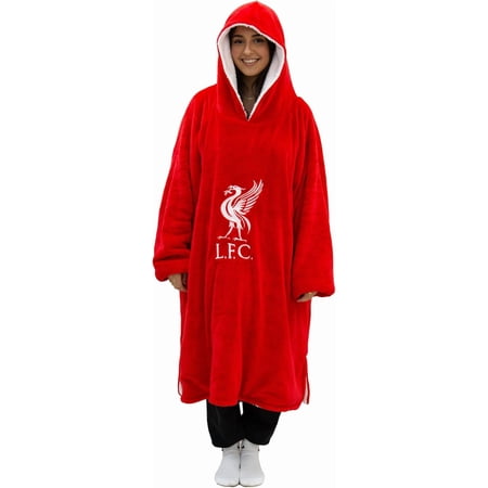 Liverpool FC LFC Redout Adult Red Long Sleeve Wearable Hooded Blanket-Medium