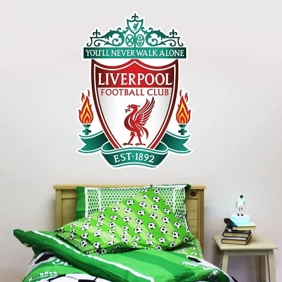 Liverpool FC Wall Sticker - Crest Wall Decal Football Art Mural + LFC Decal Set (120cm height x 80cm width)