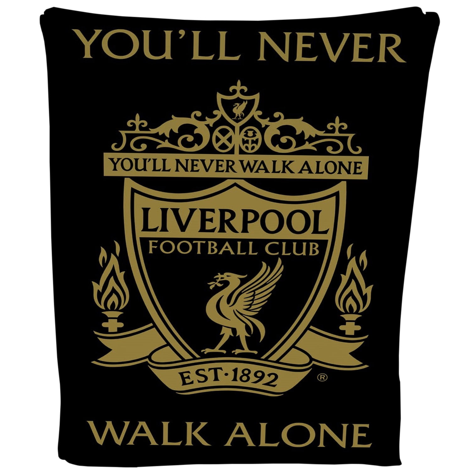 Liverpool Football Crest Black Fleece Blanket Throw Soft LFC Warm Sofa Travelling Blanket