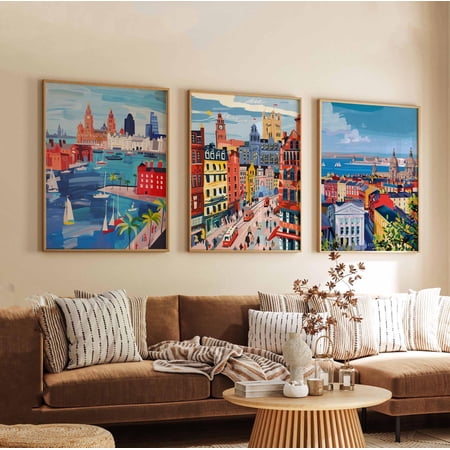 Liverpool Posters UK Travel Prints Liverpool Wall Art Set British City Posters Modern Liverpool Print Set Set 3