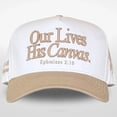 thumbnail image 1 of Our Lives His Canvas Hat, Christian Embroidered Baseball Cap with Ephesians 2:10 Bible Verse, Adjustable Unisex Faith Inspired Dad Hat for Men and Women, Perfect for Streetwear, Outdoor Lifestyle, 1 of 4