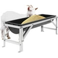 thumbnail image 1 of Livestock Feed Trough with Metal Stand 39" Long Large Capacity Livestock Feeder for Lambs Foals Calves Sheep Horses Alpacas and Goats in Farm (Silver+Black), 1 of 9