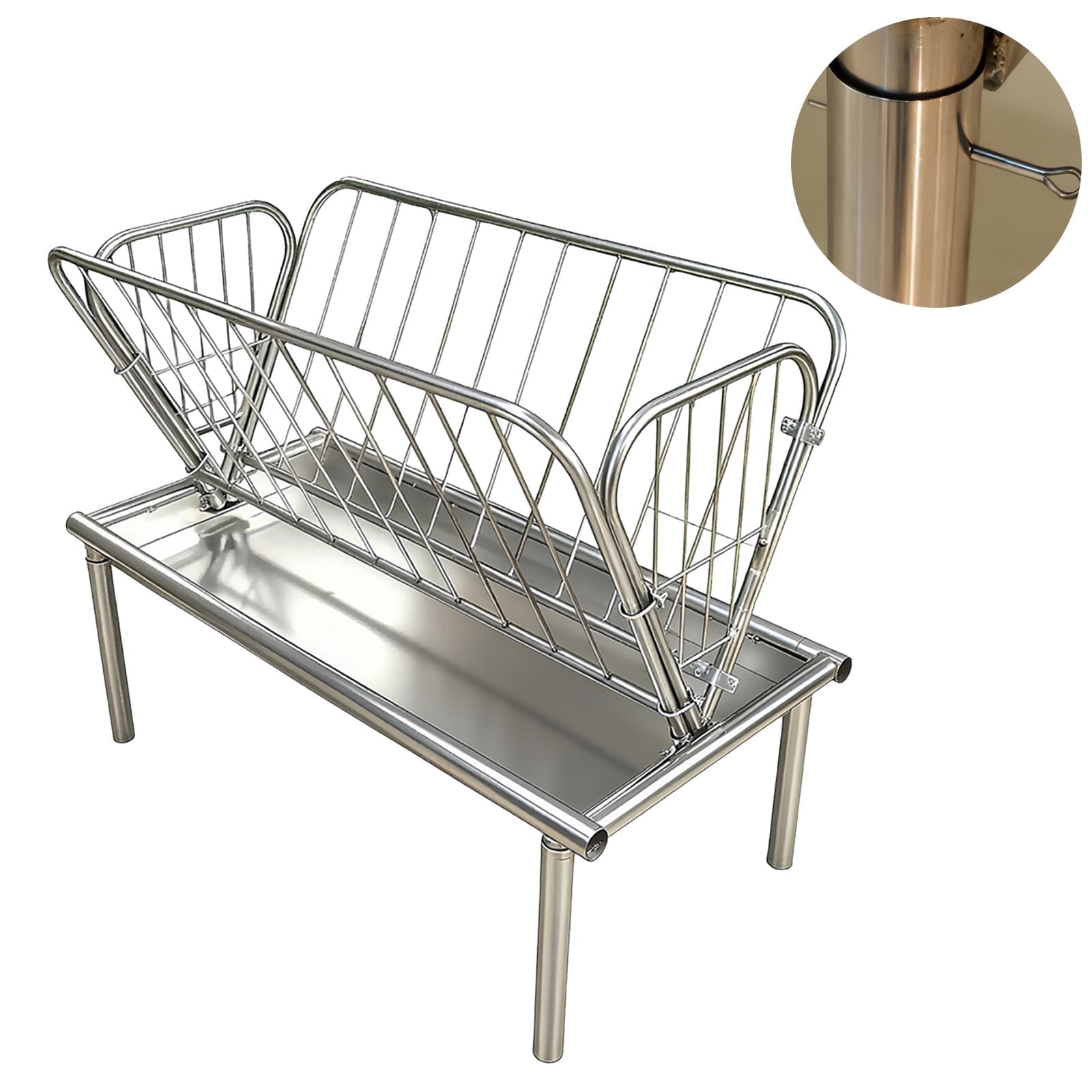 Livestock Feeder, 4 ft Mini Pasture Hay Feeder with Steel Frame ...