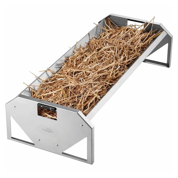 Livestock Feeding Trough - 22 Gallon Galvanized Steel Hay Feeder, 45" Long, Heavy Duty Sheep Goat Horse Trough for Farm, Pen & Shed