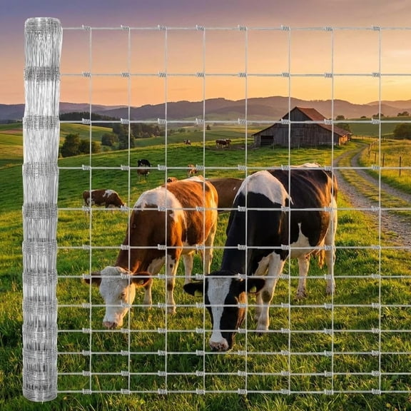 Livestock Fence, 4Ft x 328Ft Galvanized Wire Fencing, Cattle Farm Fence, Heavy Zinc Coated Deer Goat Cattle Fence for Farm Yard Livestock Protection