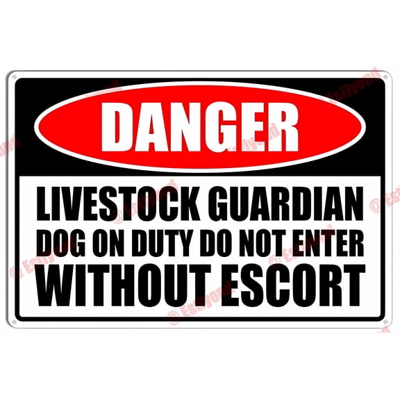 Livestock Guardian Dog On Duty Do Not Enter Sign - 8"x12" Caution Warning Aluminum Metal Sign, Farm, Livestock Area, Guard Dog Alert