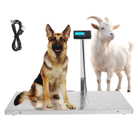 Livestock Scale - 1100lb x 0.2lb Large Dog Scale with Non-Slip Stainless Steel Platform, Heavy Duty Animal Scales for Dogs Pigs Sheep, Tare & Hold Function