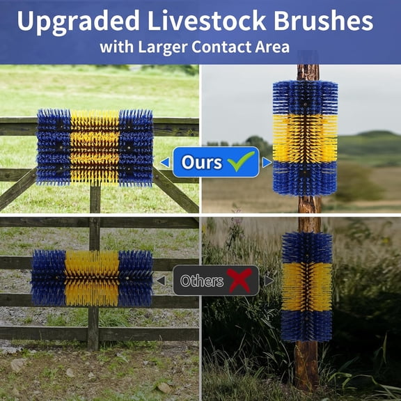 Livestock Scratching Brush, 2Pcs Upgraded Large Cattle Scratcher with 12 Screws, Brushes for Grooming, Relieve Itching on the Back, Livestock Supplies for , Goat, Cow, Pig(XL Brush)