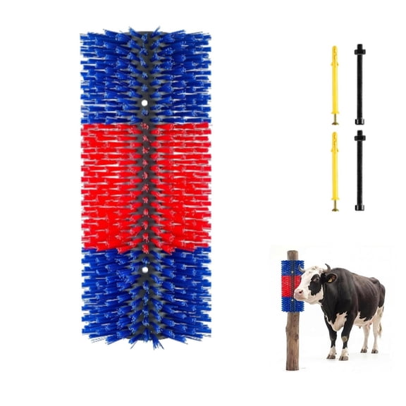 Livestock Scratching Brush, Goat Scratcher Brush Post with Mounting Screws, 16.9 x 7.5 in Cow Scratcher for Back Grooming, Massage Scratch Tool for Horse Cattle Sheep Pig