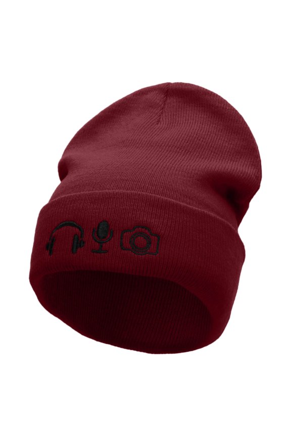 Livestream Tools Embroidered 12 Inch Long Knitted Beanie - Maroon OSFM
