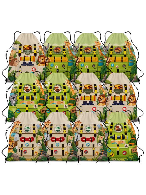 12 Pack Drawstring Bags, Polyester Cinch Closure