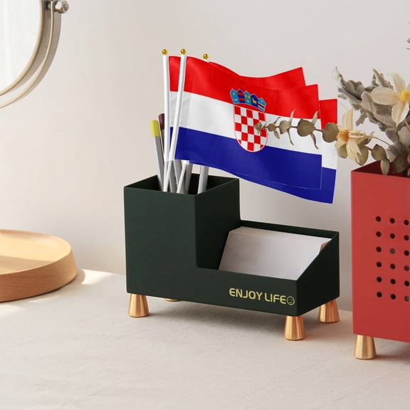 Livetty 12PCS - Croatia Country Flag 5.5x8.2 inch Plastic Stick Polyester Fabric Stitched Edges Hand Held Mini Small Flags
