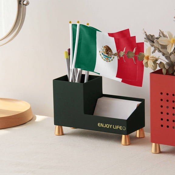 Livetty 12PCS - Mexico Country Flag 5.5x8.2 inch Plastic Stick Polyester Fabric Stitched Edges Hand Held Mini Small Flags