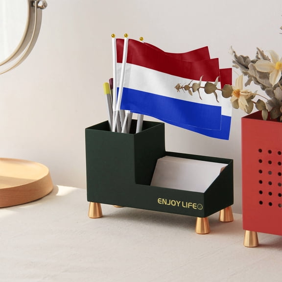 Livetty 12PCS - Netherlands Country Flag 5.5x8.2 inch Plastic Stick Polyester Fabric Stitched Edges Hand Held Mini Small Flags