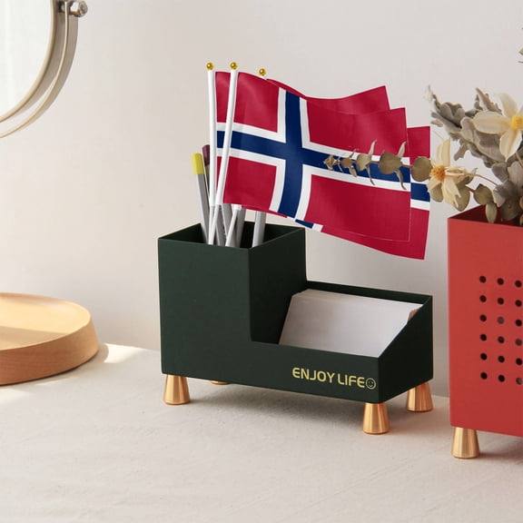 Livetty 12PCS - Norway Country Flag 5.5x8.2 inch Plastic Stick Polyester Fabric Stitched Edges Hand Held Mini Small Flags-single-sided printing