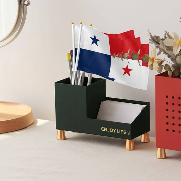 Livetty 12PCS - Panama Country Flag 5.5x8.2 inch Plastic Stick Polyester Fabric Stitched Edges Hand Held Mini Small Flags-single-sided printing 