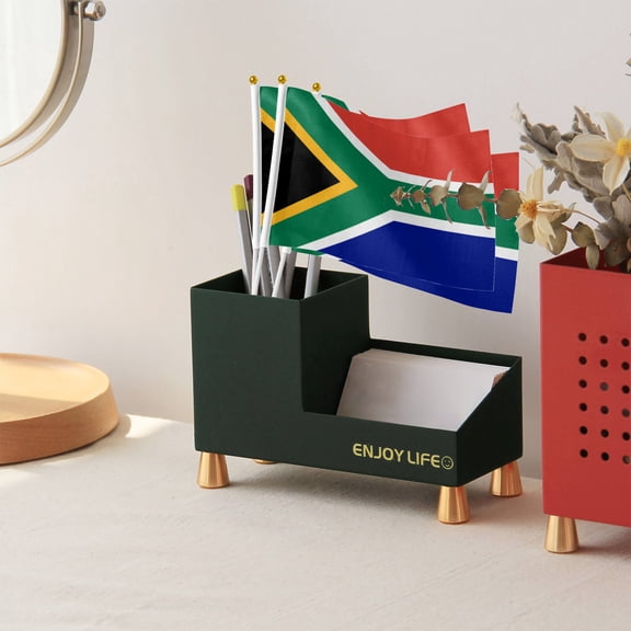 Livetty 12PCS - South Africa Country Flag 5.5x8.2 inch Plastic Stick Polyester Fabric Stitched Edges Hand Held Mini Small Flags-single-sided printing