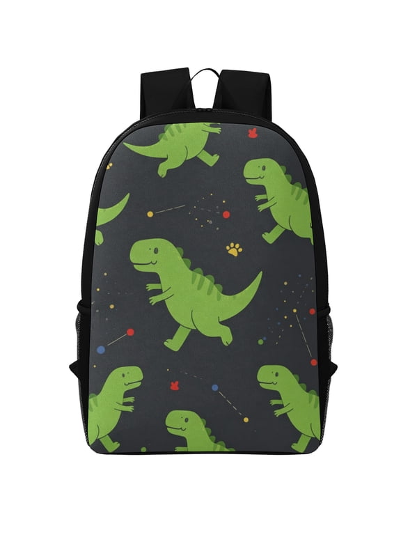 17-Inch Backpack, Black T-Rex Dinosaur Print Daypack