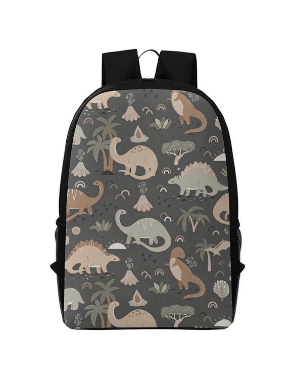 17-Inch Backpack, Gray Dinosaur Fossil Pattern Daypack