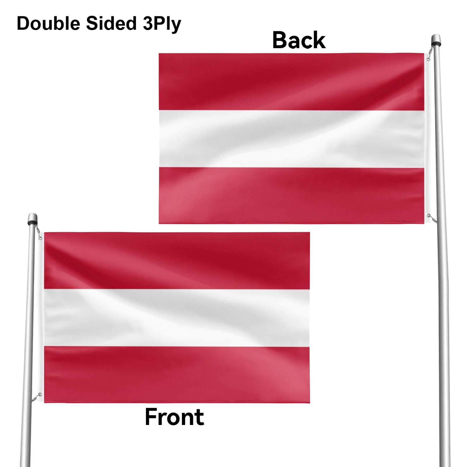 Livetty Double Sided 3 layers Austria Flags 4x6 Ft Flags Banner for Yard Decoration Garden Display