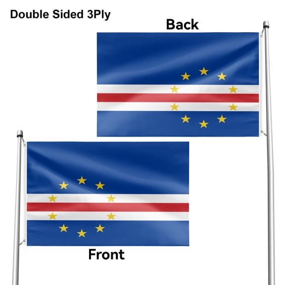 Livetty Double Sided 3 layers Flags 2x3 Ft Cape Verde Flags Banner for Yard Decoration Garden Display For World Soccer Play