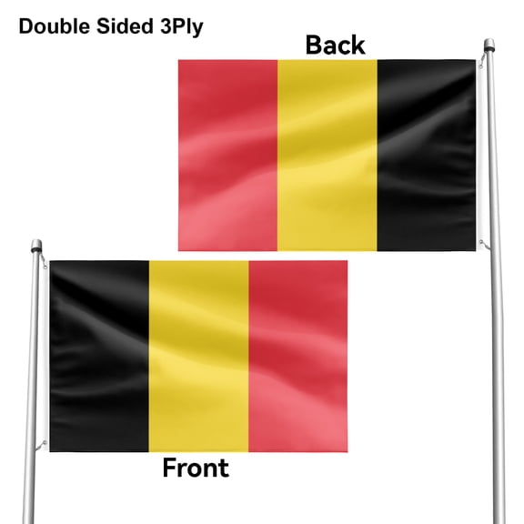 Livetty Double Sided 3 layers Flags 3x5 Ft Belgium Flags Banner for Yard Decoration Garden Display For World Soccer Play
