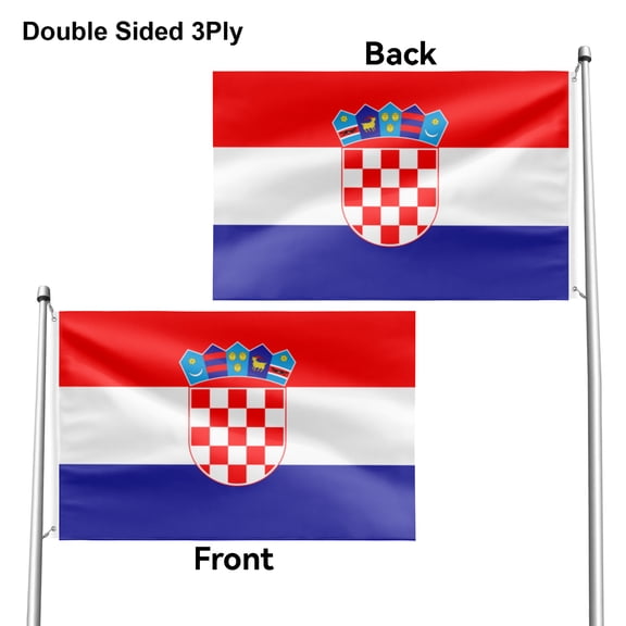 Livetty Double Sided 3 layers Flags 3x5 Ft Croatia Flags Banner for Yard Decoration Garden Display For World Soccer Play