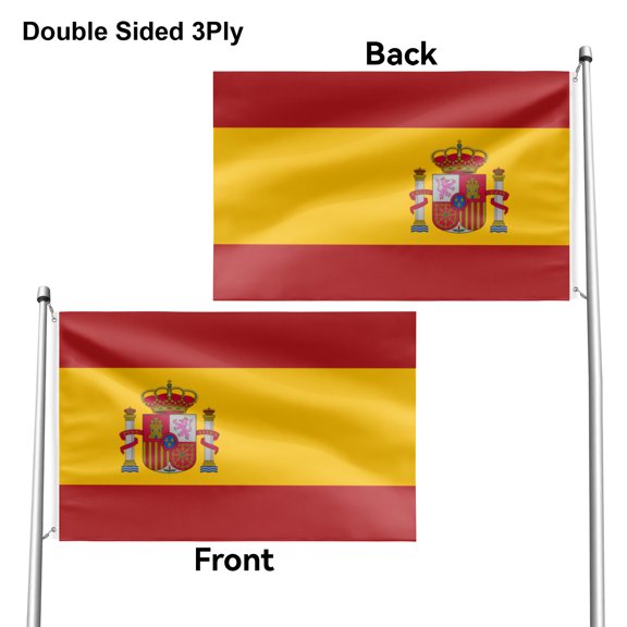 Livetty Double Sided 3 layers Flags 3x5 Ft Spain Flags Banner for Yard Decoration Garden Display For World Soccer Play